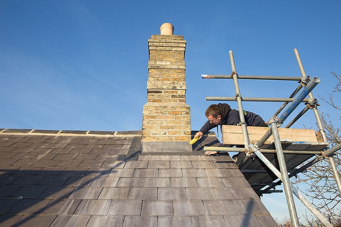 Chimney repair specialists at work