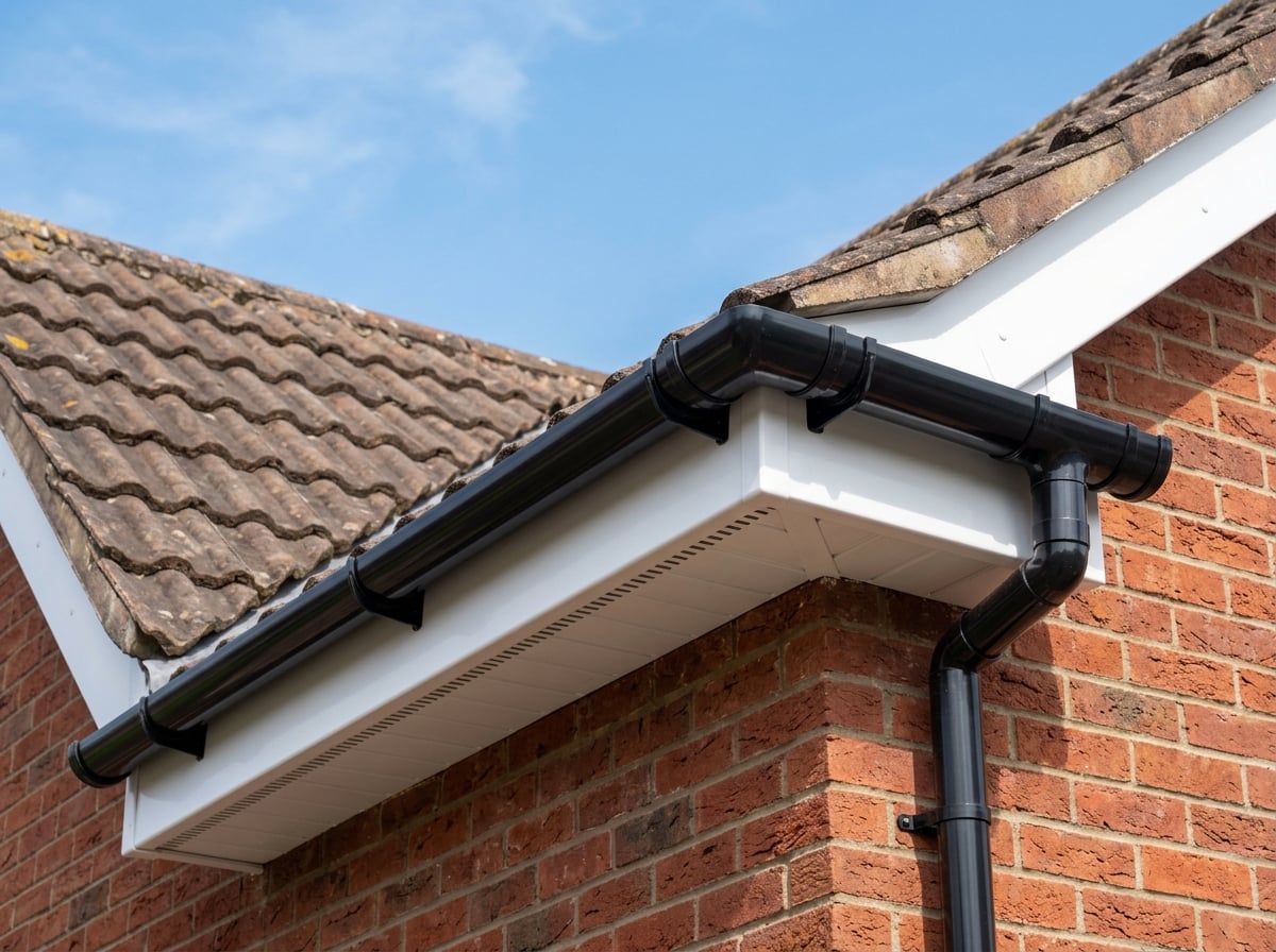White fascia and soffit with continuous guttering