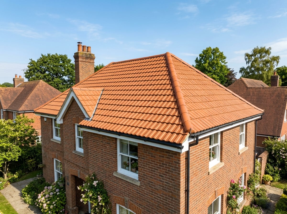 Clean tiled roof after professional moss removal