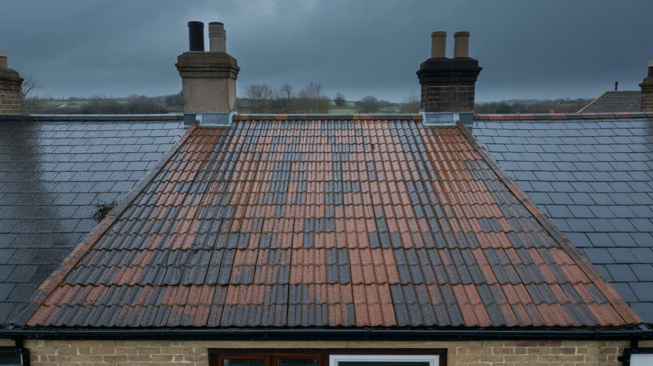 New tile roofing installation on a home