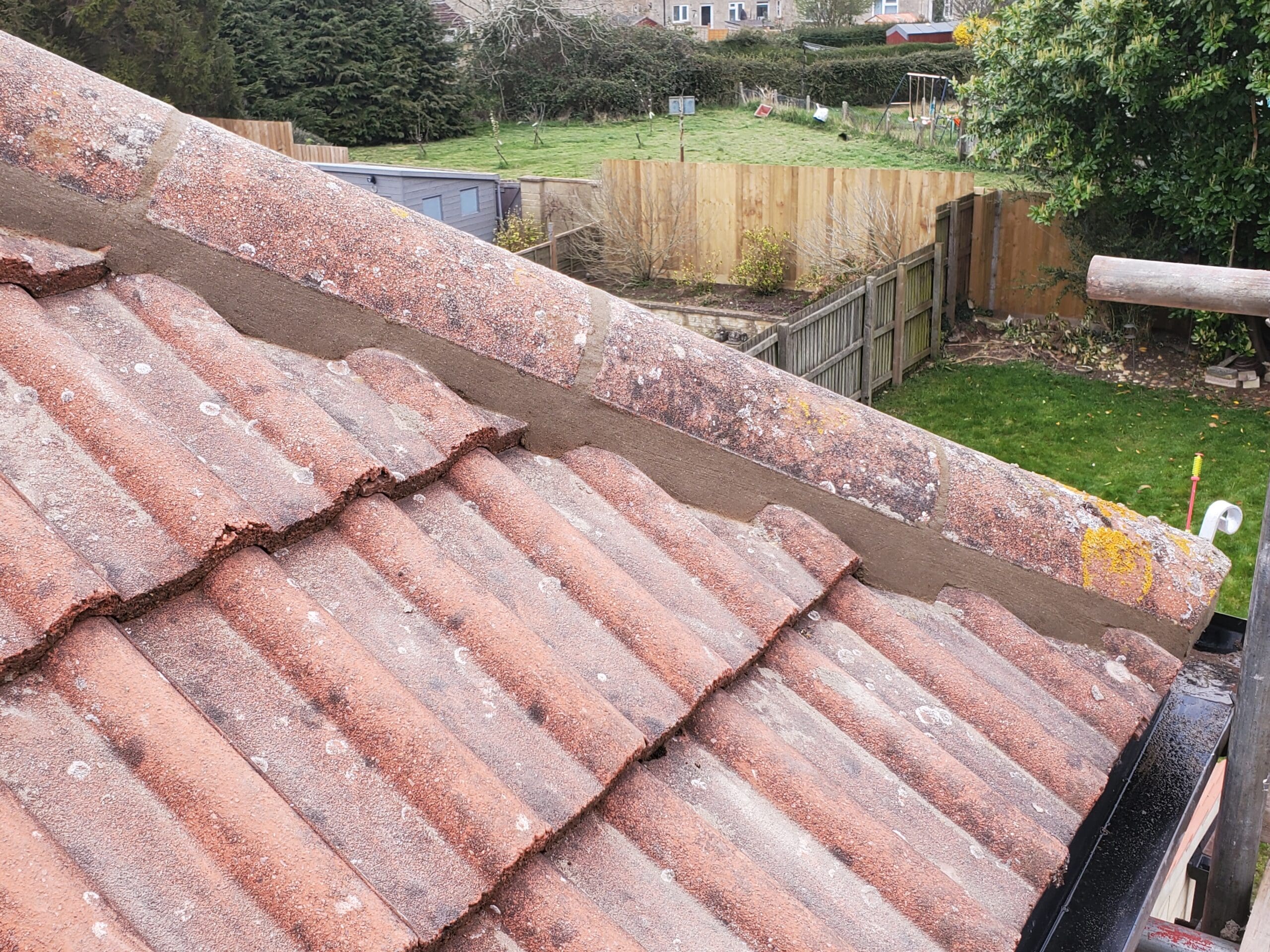 Hip and ridge tiles on a roof